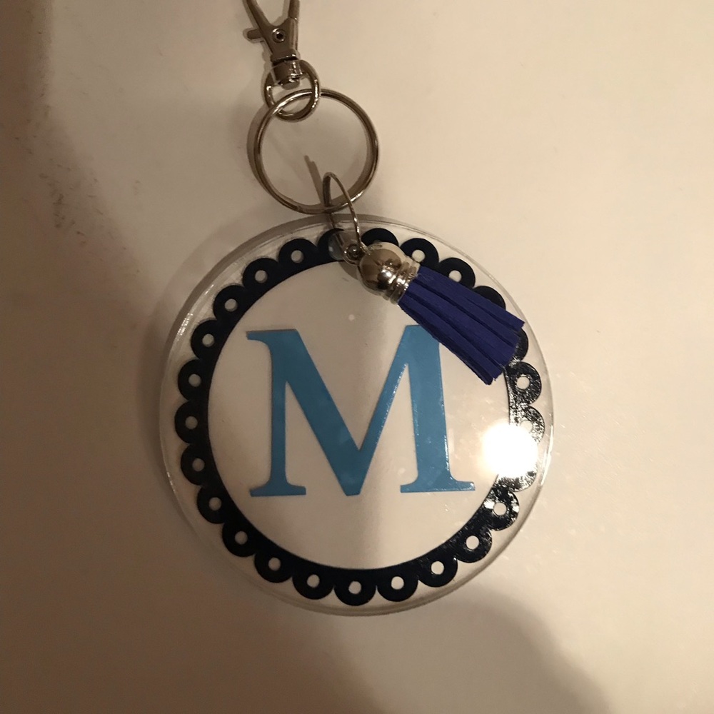 Initial Keychain 3” Clear Acrylic With Tassel